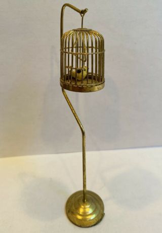 1:12 Scale Vintage Dollhouse Miniature Bird Cage With Stand And Bird