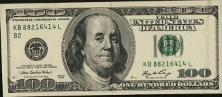 United States Of America Usa 100$ 2006 Prefix B2 Bank Note Unc Forgery Rare