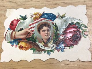 Unusual Antique Victorian Die Cut For Calling Card Mrs Grover Cleveland 1880s