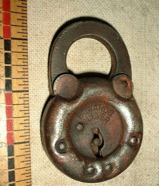 Antique Edwards 6 Lever Padlock Lock No Key 1915