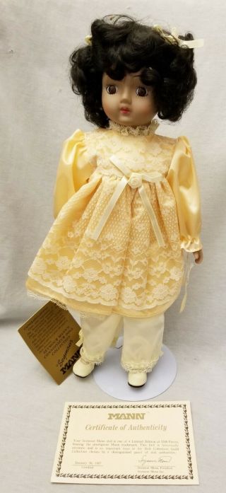 1988 Vintage 16 " Seymour Mann " Levonne " Porcelain Doll With Stand & C.  O.  A.