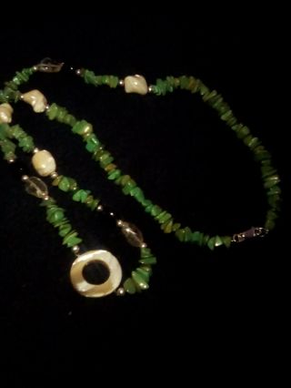 Vintage Jade - Green Stone Bead Necklace