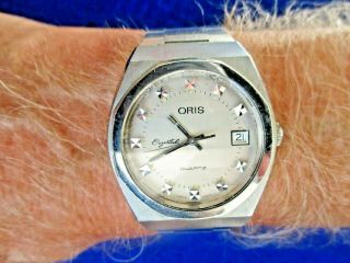 A Very Rare Vintage Oris Crystal Quartz All Stainless Steel Gent 