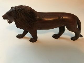 Vintage & Unique Hand - Carved Wooden Lion