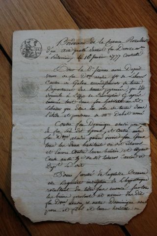 1777 Royal Notary Official Manuscript Document 2p Stamps Signature Blue Paper