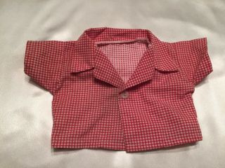 Vintage Cabbage Patch Coleco Cpk Doll Clothes Red & White Gingham Shirt