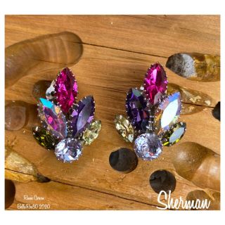 Sherman “fruit Salad” Earrings Fuchsia/cardinal/olivine/lilac Ab/jonquil.  Rare.