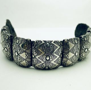 RARE VINTAGE AMERICAN MADE CONCHO BRACELET IN STERLING SILVER 2