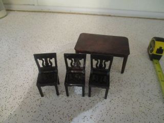 Vintage Kitchen Dining Table 3 Chairs Dollhouse Furniture Set