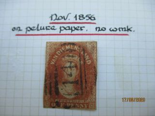 Tasmania Stamps: 1d Chalon Imperf - Rare - (c35)