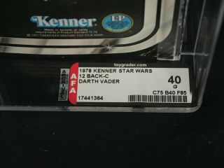 1977 Kenner Star Wars Darth Vader 12 - Back AFA 40G Unpunched Displays WAY Better 2