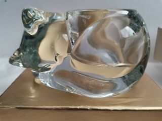 Vintage Sleeping Cat Votive Candle Holder/paperweight By Indiana Glass Company