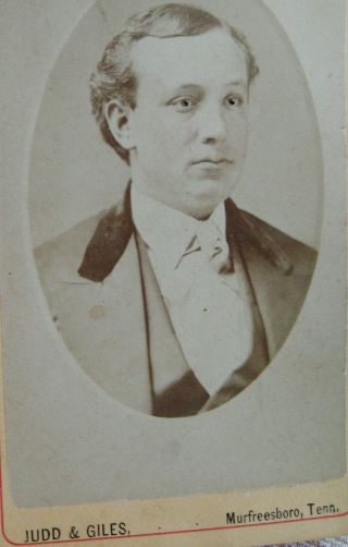 Antique Cdv Photo Of Dapper Southern Gent Eyes Painted In Murfreesboro Tennessee