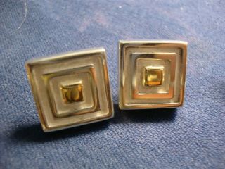 Ultra Rare Sanara 18k Gold And Sterling Silver Old Pawn Chunky Earrings