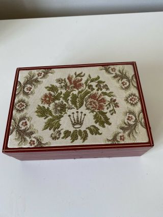 Vintage Rare Rolex Flower Embroidered Watch Storage Box Red Leather