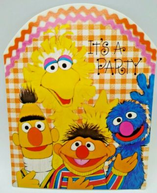 Vintage Sesame Street Party Invitations W/ Envelopes Big Bird Bert Ernie Grover