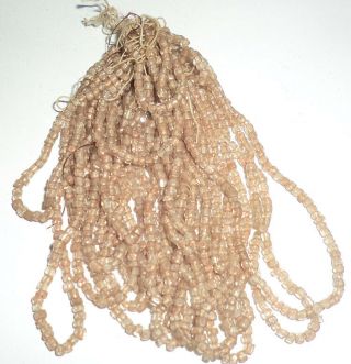 Vintage Antique Czech 3 - Cut Clear Lined Beige Beads Hank