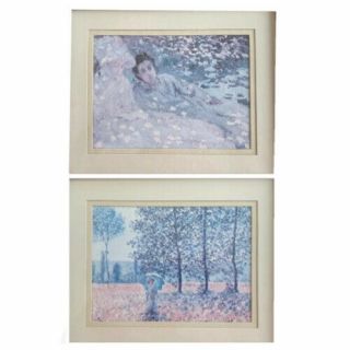 2 Vintage Art Matted French Impressionist Oil Painting Prints For 12 X 10” Frame