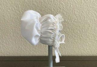 Vtg.  Madame Alexander Doll Accessory White Hat Bonnet W/ Lace For 7 - 8 " Doll