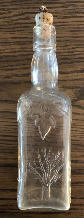 Rare Antique Vintage Embossed Maple Syrup Glass Bottle Ca 1915