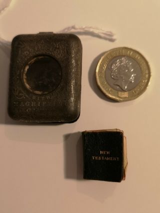 Rare Antique Miniature David Bryce & Son C1895 Midget Book Testament & Case