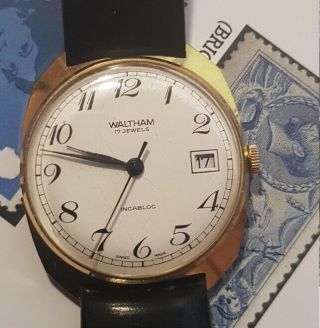 Very Rare Vintage Waltham Automatic 17 Jewel Date Incabloc Protection Watch