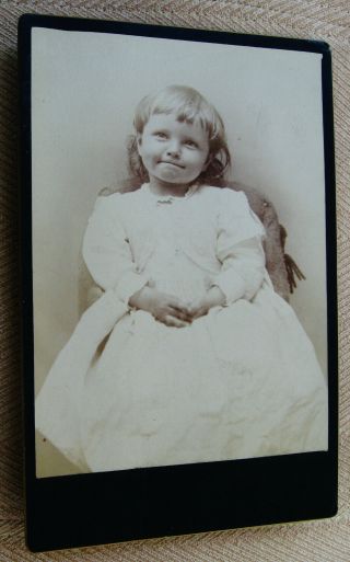 Antique Cabinet Photo Portrait Of A Darling Little Girl With A Smirk On Her Face