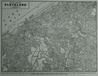 Vintage 1939 World War Wwii Era Atlas City Map Cleveland,  Ohio,  Oh Black & White