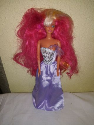 Vintage 1983 Barbie Doll With Dress Gown Pink And Blond Hair