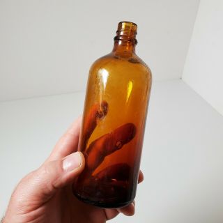 Vintage Amber Brown Glass Screw Top Antique Bottle Approx 6.  25 " Tall