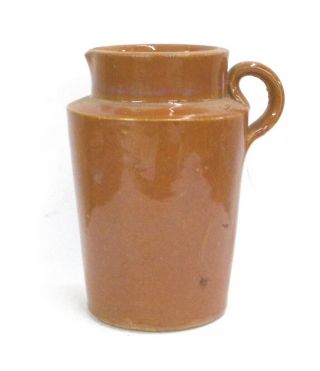 Antique 1800s English Brown Stoneware Crock Cream Jug / Pot In