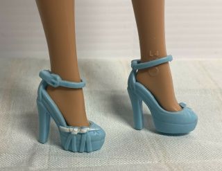 Barbie Doll Size Shoes Taylor Swift High Heel Blue W White Platform Ankle Strap