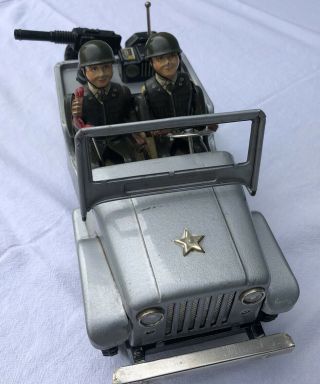 Vintage Rare Tin Battery Operated Us Army Military Jeep