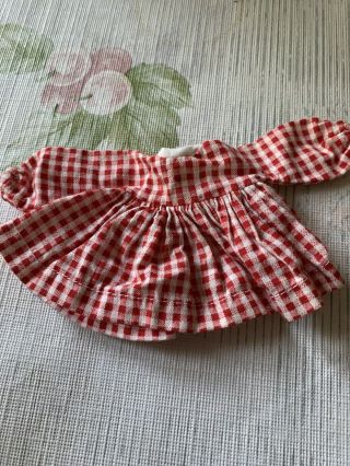 Vintage Red Checkered Long Sleeve Small Doll Dress
