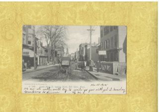 Ma Fall River 1905 Antique Postcard Shops Trolley Tracks Horse Carts Mass To Ri