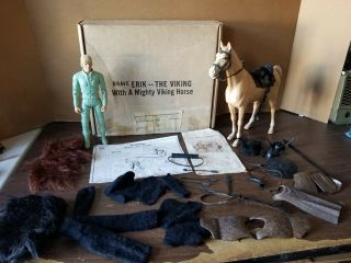 Marx Vintage Johnny West Brave Erik The Viking With Mighty Horse W Furs