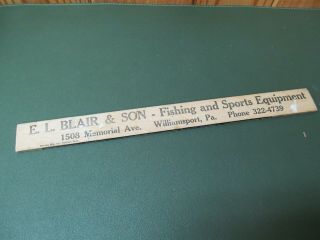 Vintage 1962 Pennsylvania Fishing Laws Ruler E.  L.  Blair,  Son