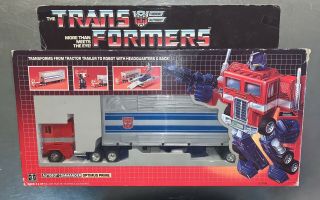 Vintage 1984 G1 Transformers " Optimus Prime " W/ Box (100) (un - Stickers) (nr)