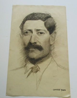 Conrad Buff Drawing Antique Old Vintage Portrait 1920 