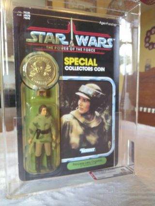 Vintage Kenner Star Wars 92 Back Potf Princess Leia Combat Poncho Moc Afa 85