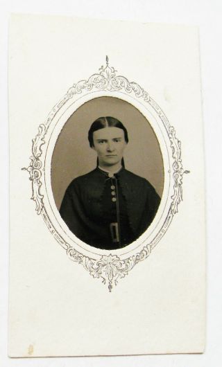 Antique Civil War Era Tintype Photo Of A Lovely Young Goth Girl Named Matilda