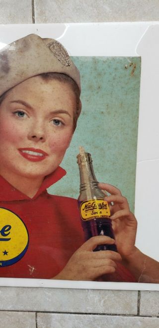 Rare Vintage c.  1940 ' s NuGrape Cardboard Litho Soda Counter Top Sign 3