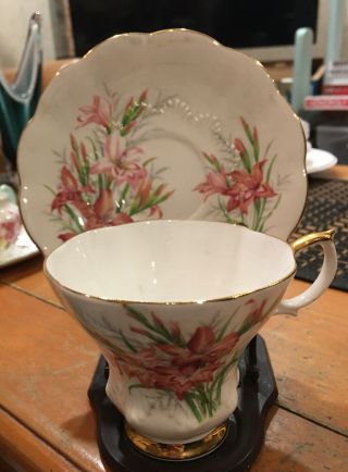 Vintage Footed Cup & Saucer Royal Albert Gladiolus Bone China England