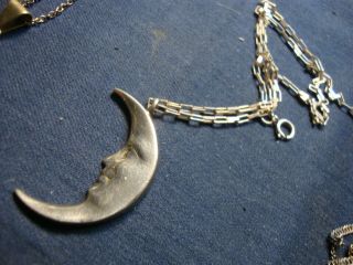 Ultra Rare Man In The Moon Estate 925 Sterling Silver Necklace