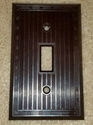 Antique Uniline Brown Bakelite Wall Switch Single Toggle Plate Vintage