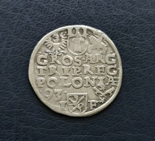 Medieval Poland Silver 3 Groschen Trojak 1593 If Sigismund Iii Xf Coin Rare