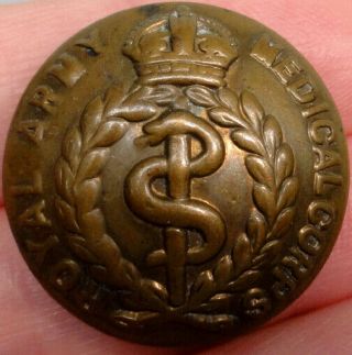 Vintage British Military Uniform Button Royal Army Medical Corps Snake Staff
