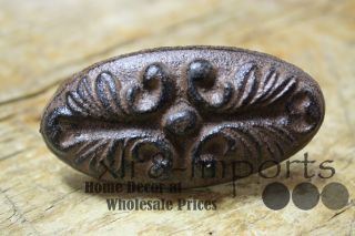 3 Cast Iron Antique Victorian Style Oval Drawer Pull,  Barn Handle,  Door Handles