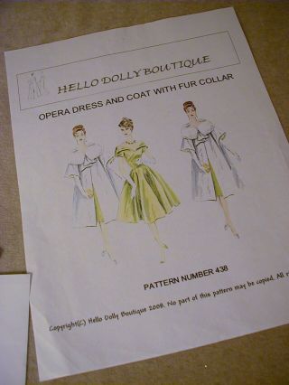 Hello Dolly Boutique " Opera Dress & Coat " Pattern 438 For Vintage Cissy