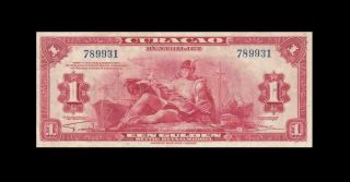 1942 Curacao Netherlands Antilles 1 Gulden Rare ( (ef))